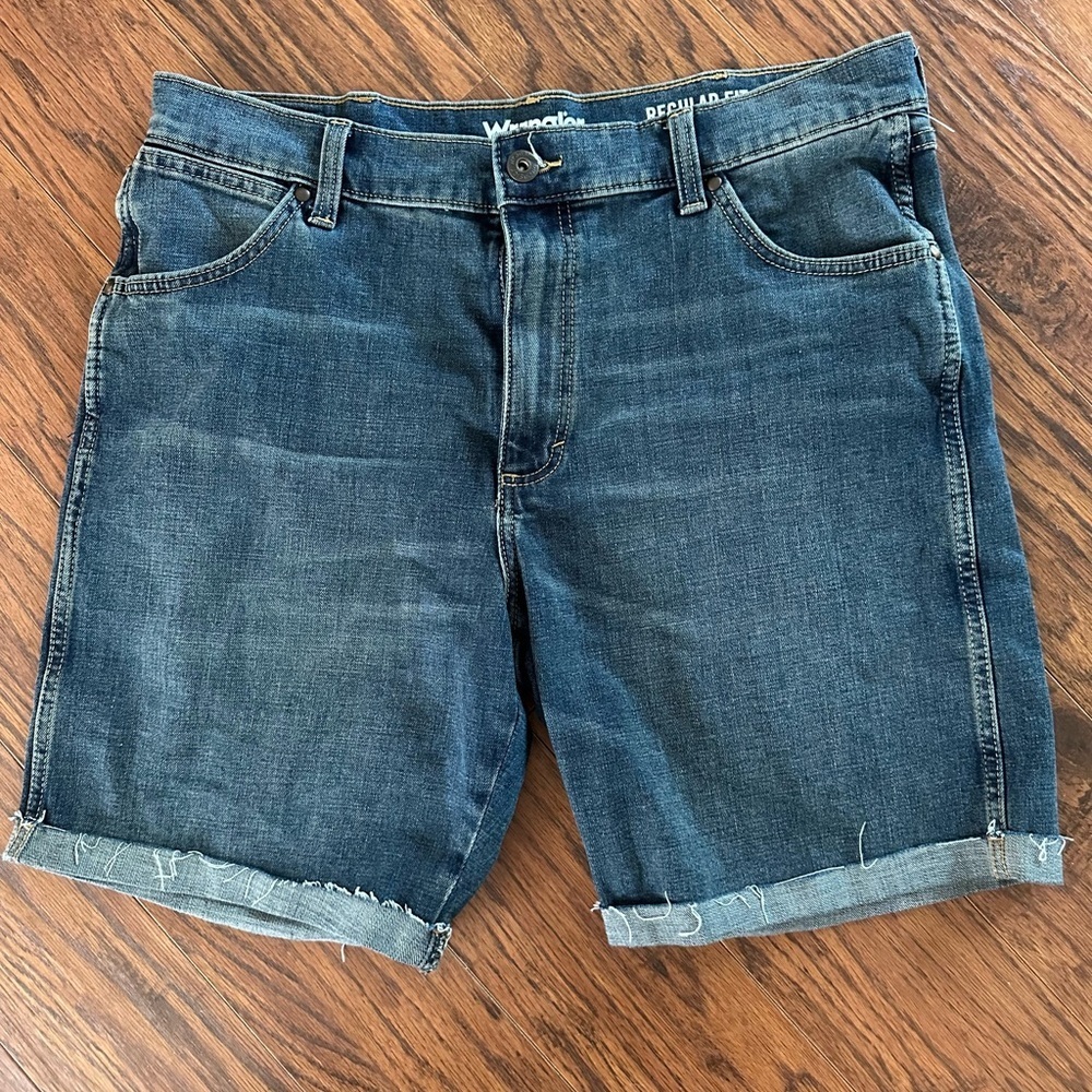Wrangler Blue Jean Shorts with Frayed Hem